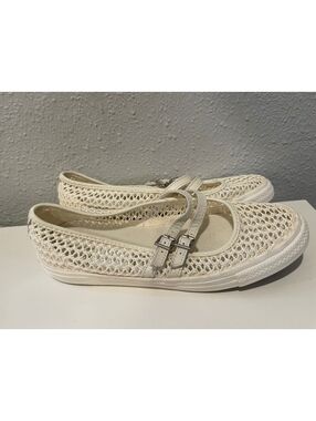 Converse Women's White Mesh Mary Jane Sneakers Size 7.5 US